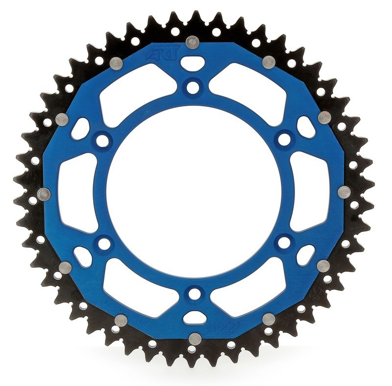 Corona ART doble compuesto (aluminio/acero) ultraligera autolimpiable - 48 dientes, paso 520, Azul