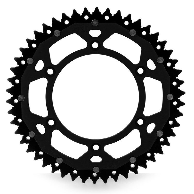 Corona ART doble compuesto (aluminio/acero) ultraligera autolimpiable - 49 dientes, paso 520, Negra