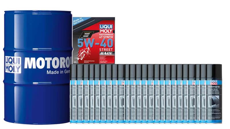 Pack bidón de aceite 205L LIQUI MOLY - 5W40 100% Sintético + 24 tratamientos de silicona 300ml