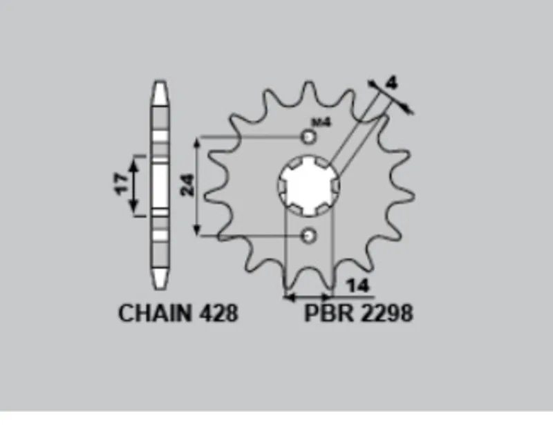 Piñón PBR acero estándar 2298 - 428
