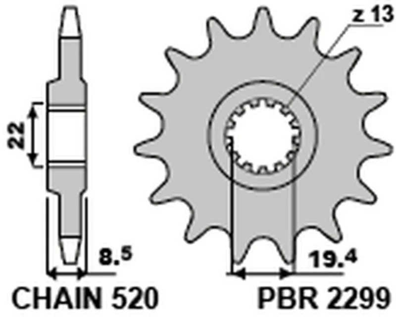 Piñón PBR acero estándar 2299 - 520