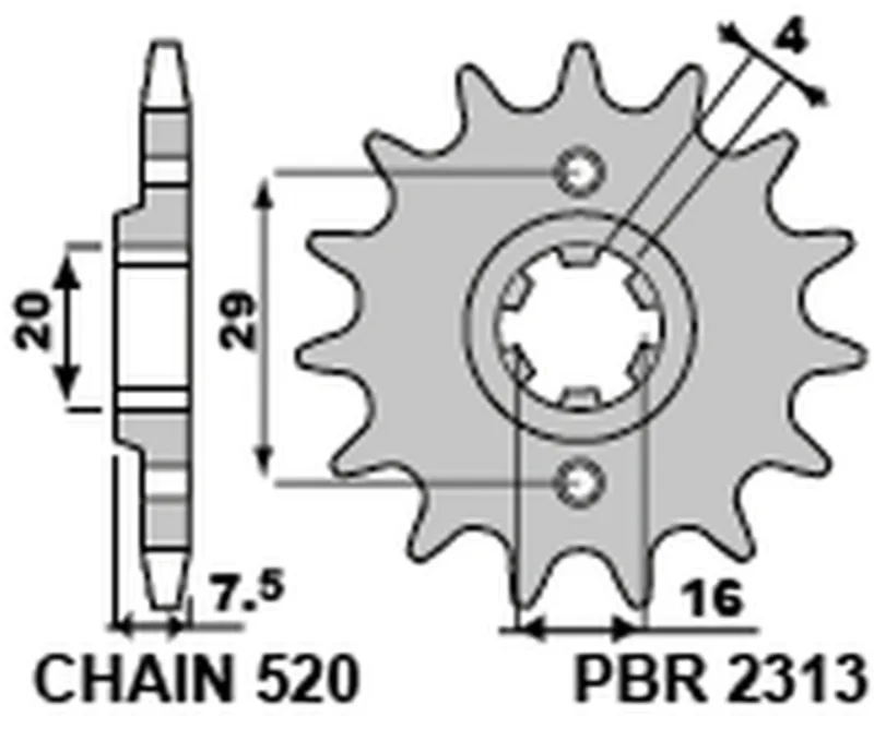 Piñón PBR acero estándar 2313 - 520