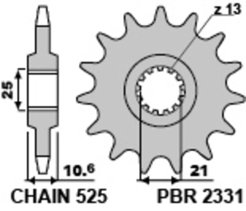 Piñón PBR acero estándar 2331 - 525