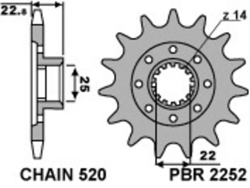 Piñón PBR acero estándar 2252 - 520