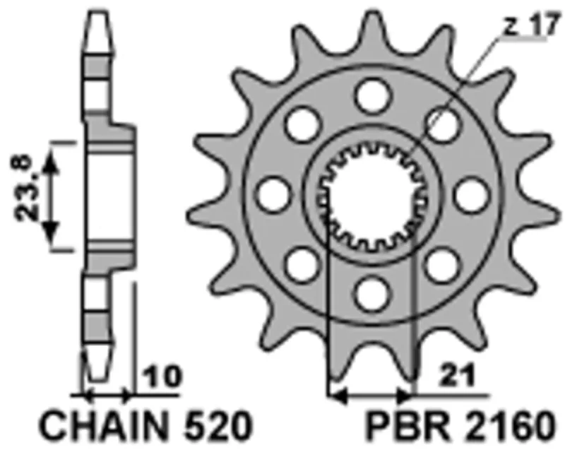 Piñón PBR acero estándar 2160 - 520