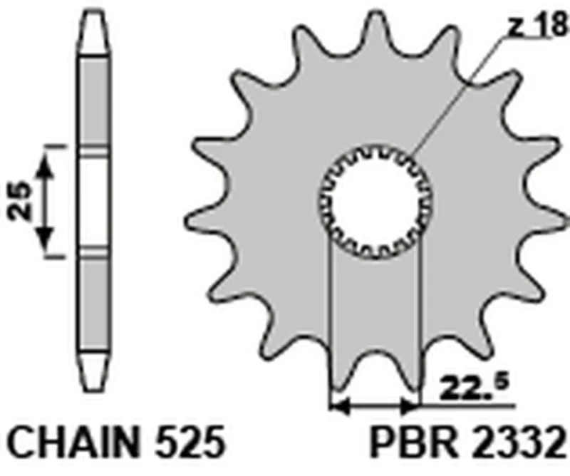 Piñón PBR acero estándar 2332 - 525