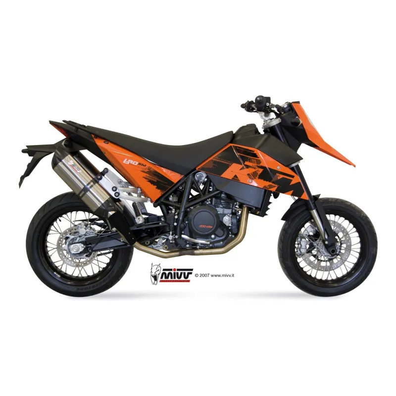Mivv 2 Bolt-On Suono St. Steel con tapa carbono KTM 690 SM 2007-12 - Imagen 2