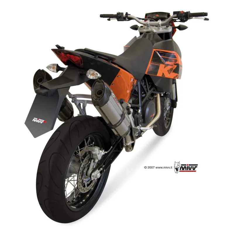 Mivv 2 Bolt-On Suono St. Steel con tapa carbono KTM 690 SM 2007-12 - Imagen 3