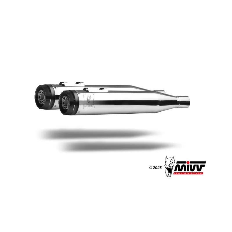 Mivv 2 Slip-On HR-1 Acero Pulido con Tapa de Al. Harley Davidson Road Glide / King / Street 2017-26