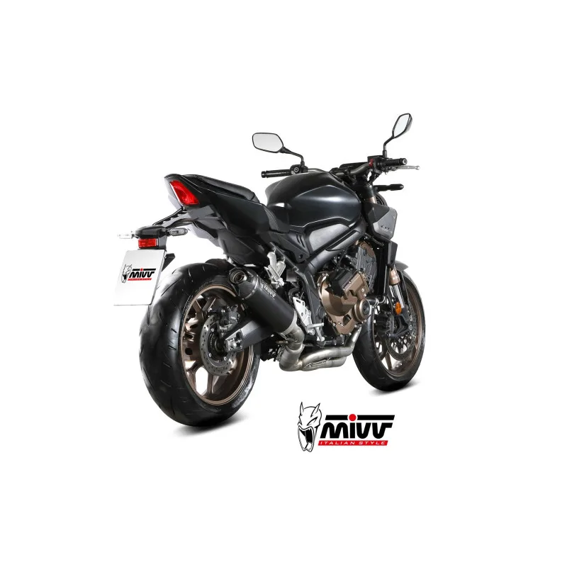 Mivv Escape Completo 4x2x1 AK-1 Black con tapa de carbono Honda CB 650 R 2024-26 - Imagen 2