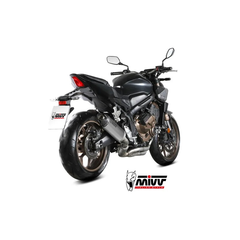 Mivv Escape Completo 4x2x1 AK-1 Titanium con tapa de carbono Honda CB 650 R 2024-26 - Imagen 2