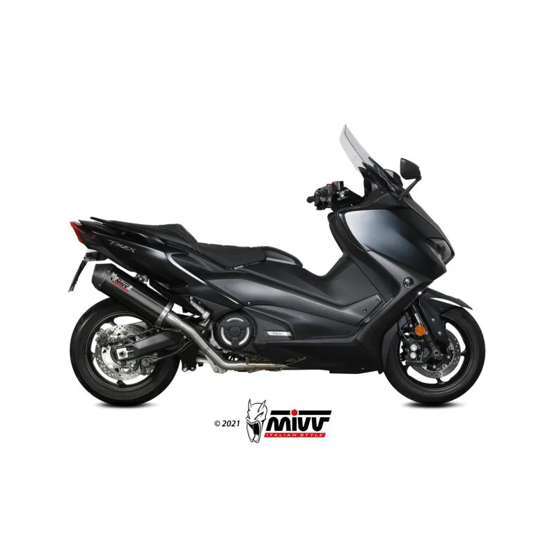 Mivv Full system 2x1 Oval black con tapa carbono Yamaha T-MAX 530 2017-19 / T-MAX 560 2020-21