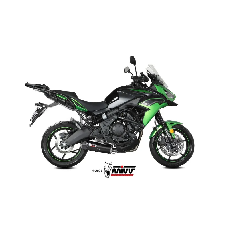 Mivv Escape Completo 2x1 OVAL BLACK con Tapa de Carbono KAWASAKI Versys 650 2024-26