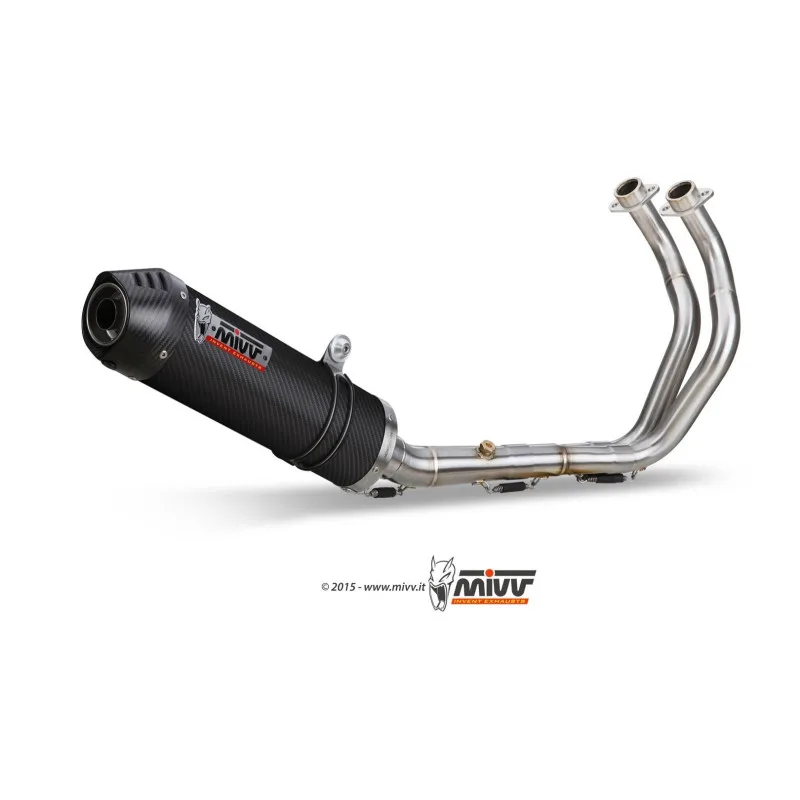 Mivv Full system 2x1 Oval carbono con tapa carbono Yamaha MT-07 / FZ-07 2014-25 - Imagen 3