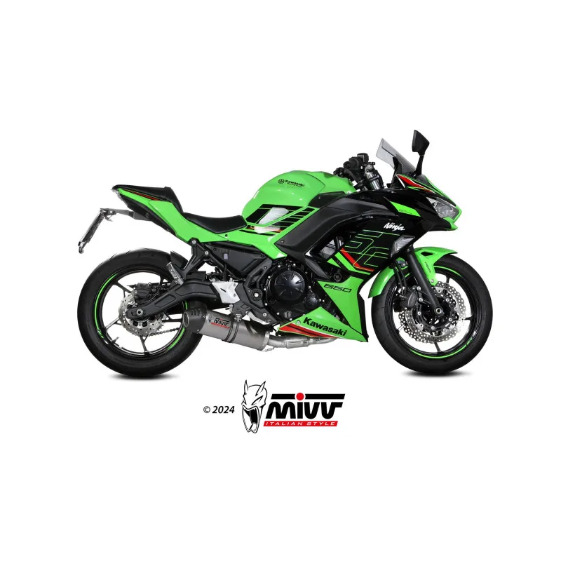 Mivv Escape Completo 2x1 Oval Titanio con tapa carbono Kawasaki Ninja 650 / Z650 2024-26 (2 sondas) - Imagen 2