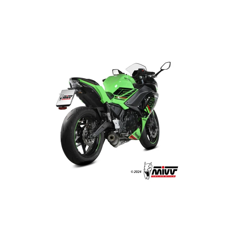 Mivv Escape Completo 2x1 Oval Titanio con tapa carbono Kawasaki Ninja 650 / Z650 2024-26 (2 sondas) - Imagen 3