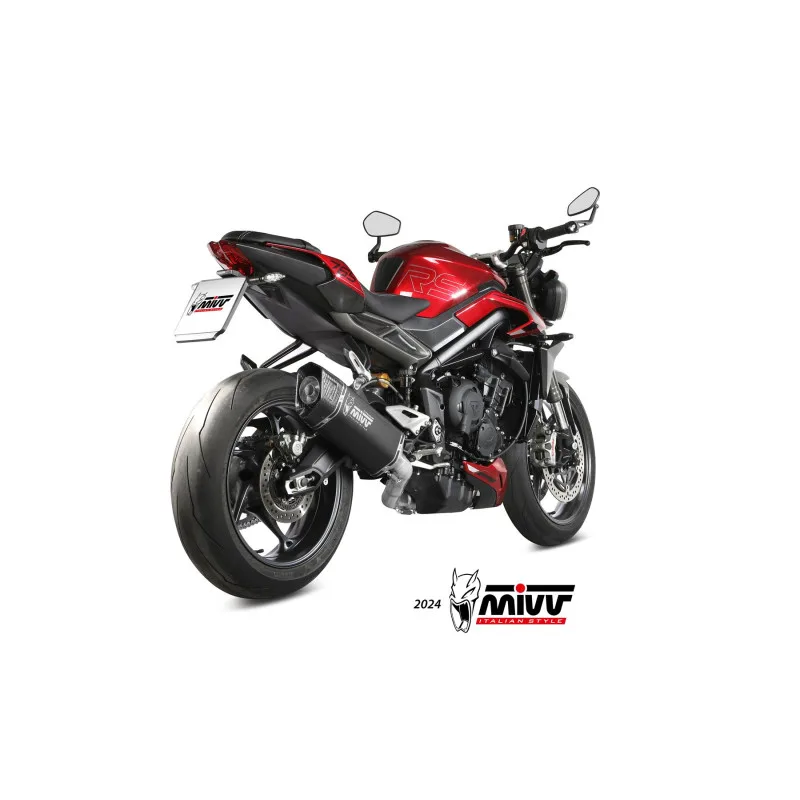 Mivv Full system 3x1 SR-1 Black Titanium Triumph Street Triple 765 R / RS 2023-25 - Imagen 2