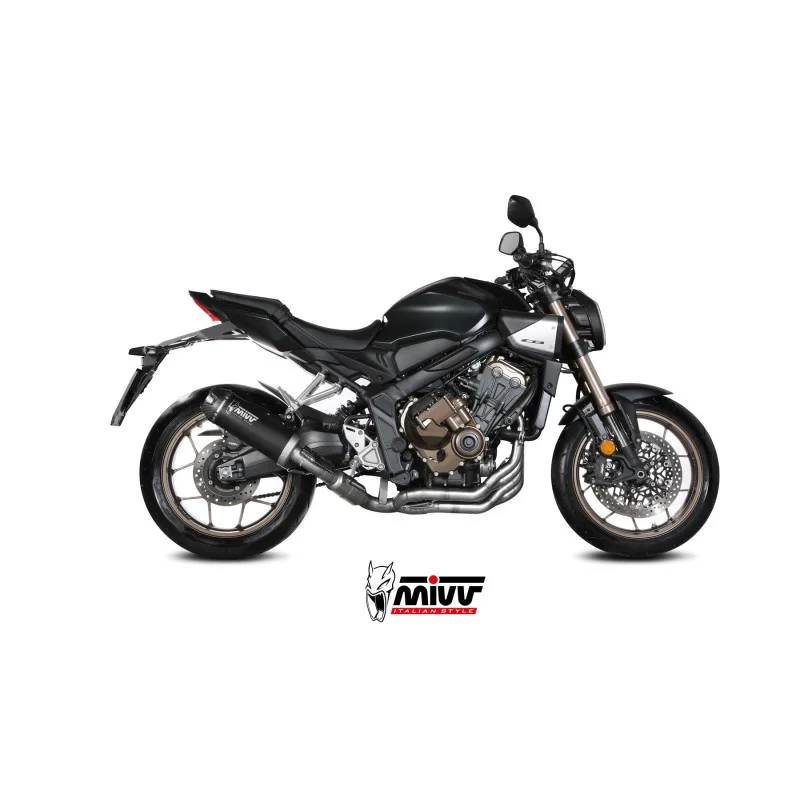 Mivv Full System 4x2x1 AK-1 BLACK con Tapa Carbono HONDA CB 650 R 2024-26 (+CAT)