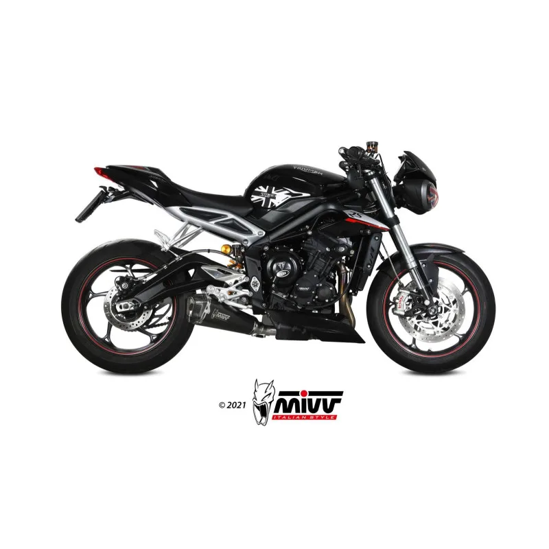 Mivv Slip-On Delta Race black Triumph Street Triple R / S / RS 2017-23 - Imagen 2