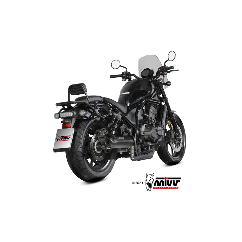 Mivv Slip-On HR-1 Black con tapa en carbono larga Honda CMX 1100 Rebel 2022-24 - Imagen 3