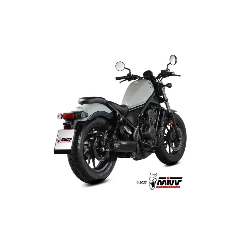 Mivv Slip-On HR-1 Black con tapa en carbono larga Honda CMX 500 Rebel 2022-24 - Imagen 3