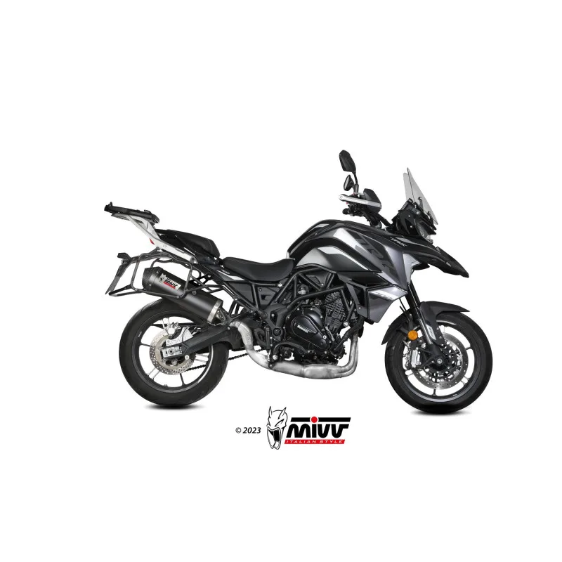 Mivv Slip-On Oval Black con tapa carbono Benelli TRK 702 / X 2023-26 - Imagen 2