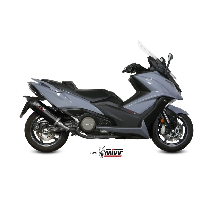 Mivv Slip-On Oval black con tapa carbono Kymco AK550 2017-20 - Imagen 2