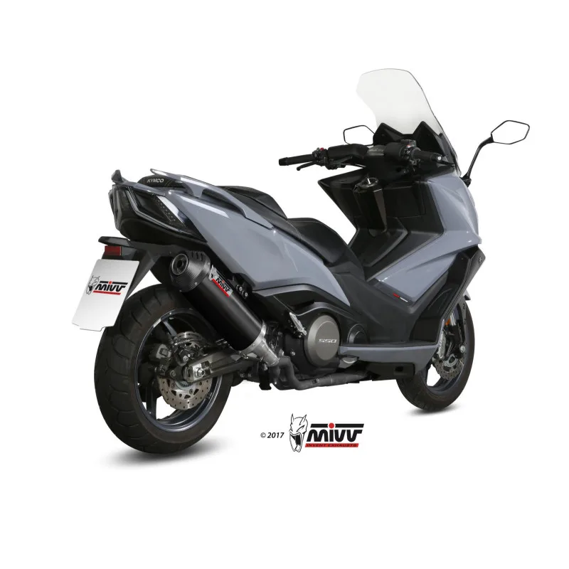 Mivv Slip-On Oval black con tapa carbono Kymco AK550 2017-20 - Imagen 3