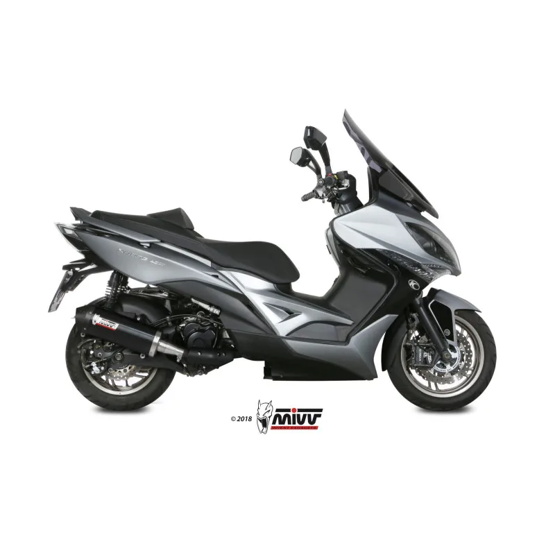 Mivv Slip-On Oval black con tapa carbono Kymco Xciting 400i 2013-18 - Imagen 2