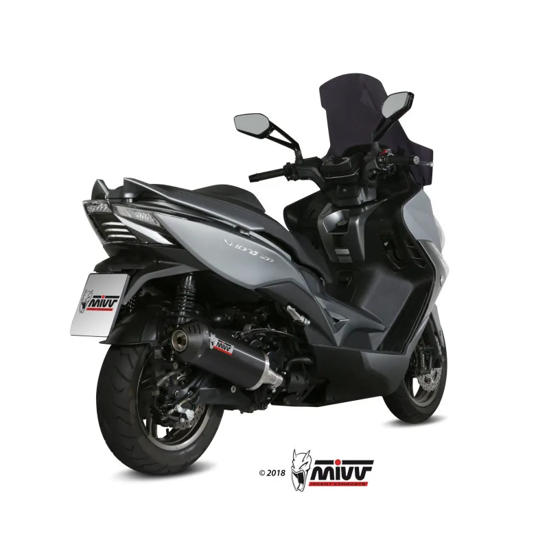 Mivv Slip-On Oval black con tapa carbono Kymco Xciting 400i 2013-18 - Imagen 3