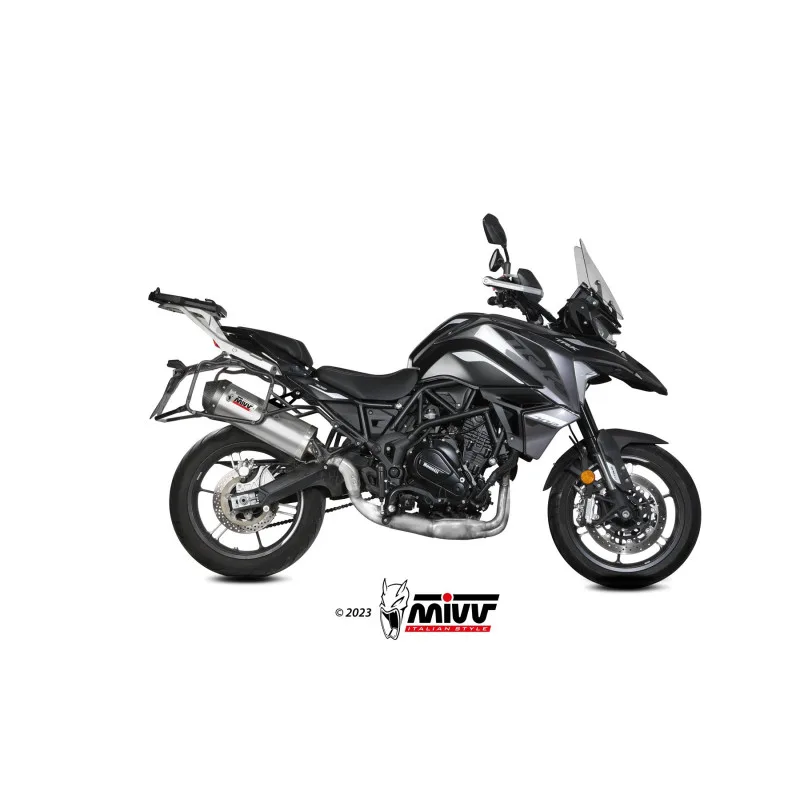 Mivv Slip-On Oval St. Steel con tapa carbono Benelli TRK 702 / X 2023-26 - Imagen 2