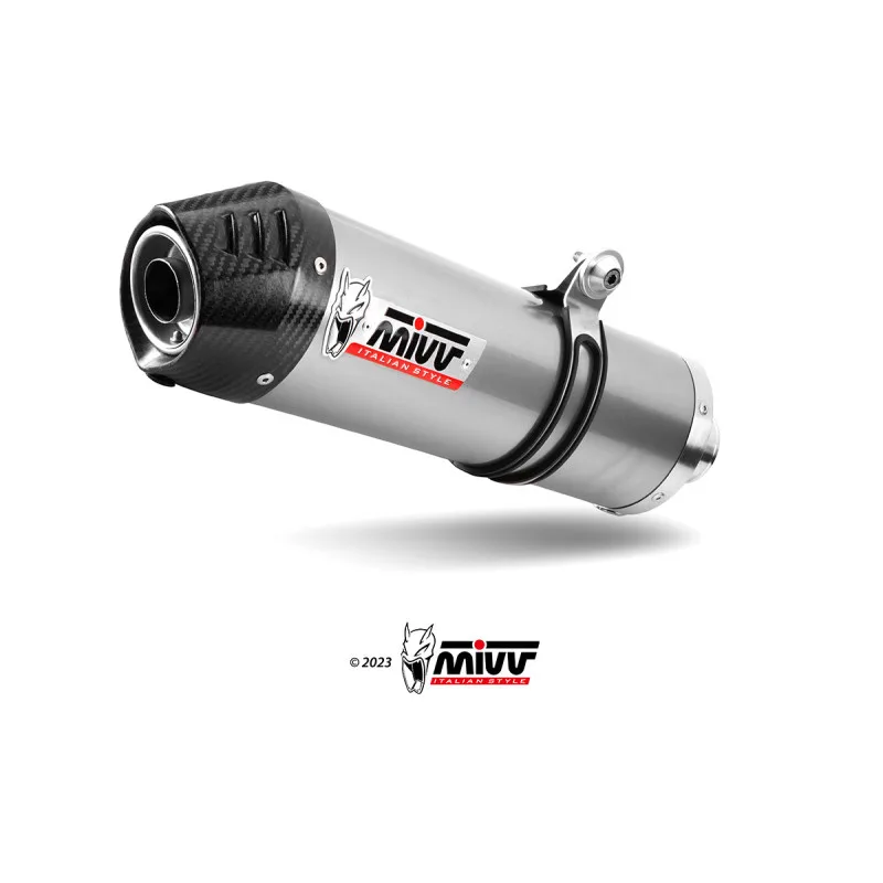 Mivv Slip-On Oval St. Steel con tapa carbono Benelli TRK 702 / X 2023-26