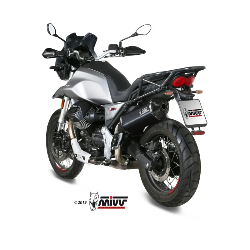 Mivv Slip-On Speed edge Black Moto Guzzi V85 TT 2019-25 - Imagen 3