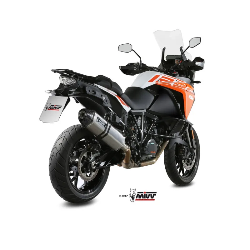Mivv Slip-On Speed edge St. Steel con tapa carbono KTM 1050/1090/1190/1290 Adventure - Imagen 3