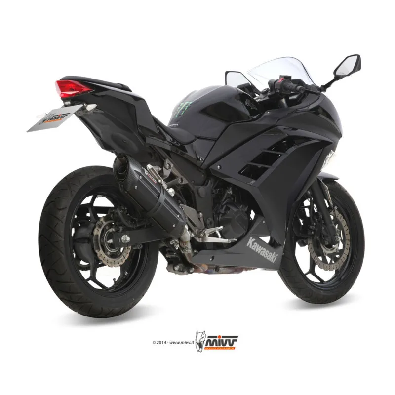 Mivv Slip-On Suono black con tapa carbono Kawasaki Ninja 300 2013-16 / Z300 2015-16 - Imagen 2