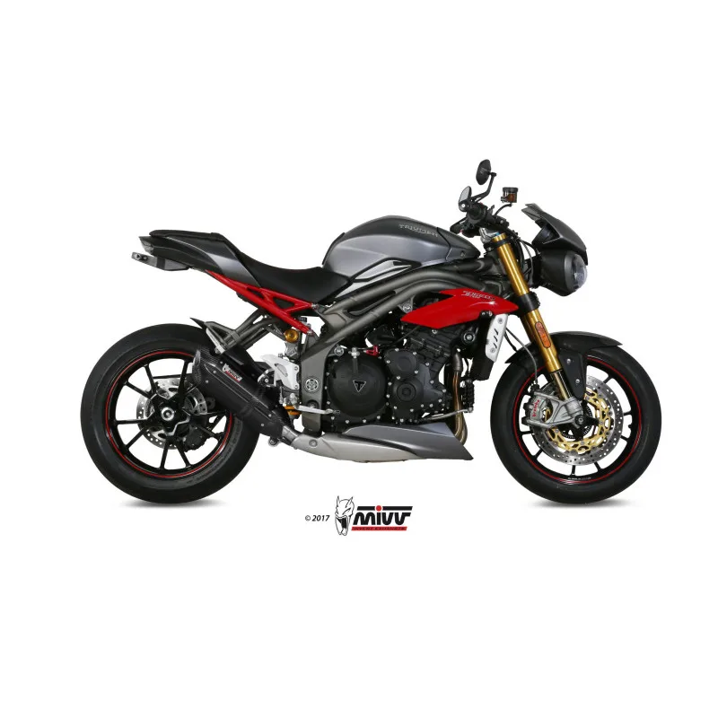 Mivv Slip-On Suono black con tapa carbono Triumph Speed Triple 2016-17 - Imagen 2