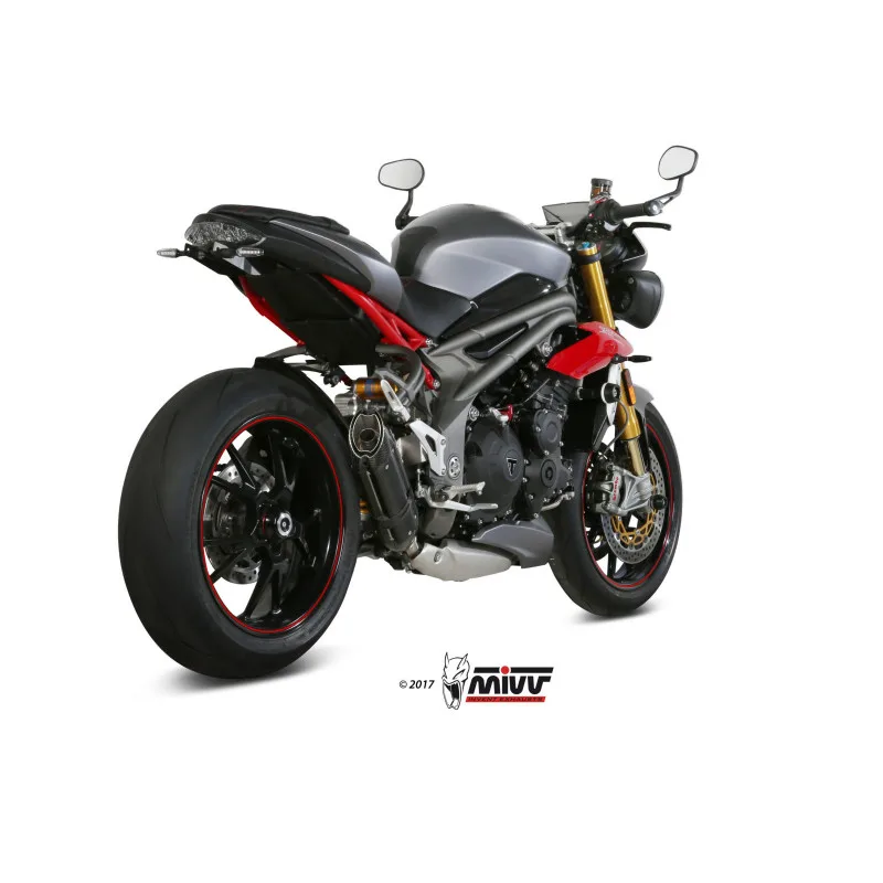 Mivv Slip-On Suono black con tapa carbono Triumph Speed Triple 2016-17 - Imagen 3