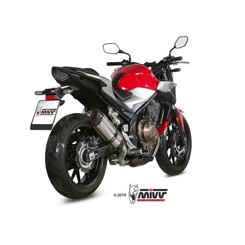 Mivv Slip-On Suono St. Steel con tapa carbono Honda CB 500 F 2019-25 - Imagen 2