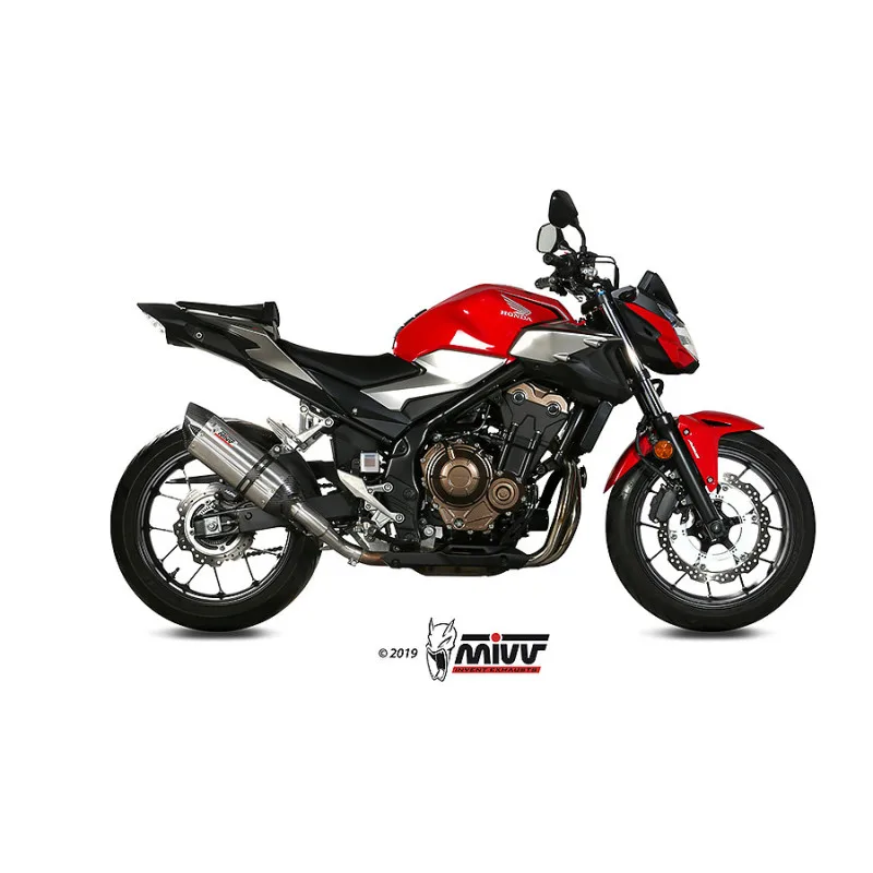 Mivv Slip-On Suono St. Steel con tapa carbono Honda CB 500 F 2019-25