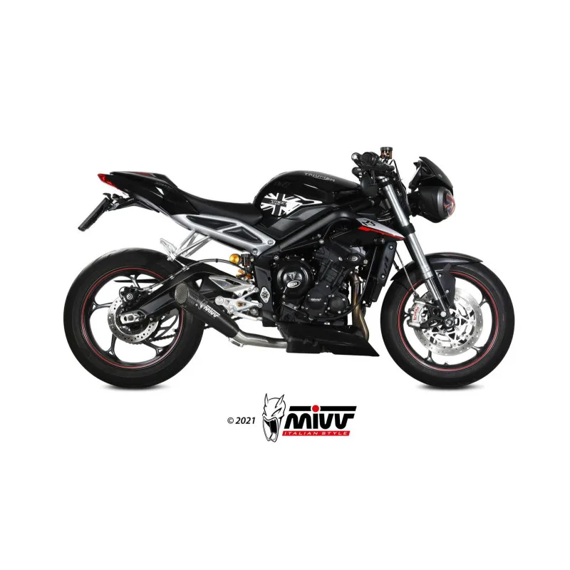 Mivv Slip-On X-M5 black Triumph Street Triple R / S / RS 2017-23 - Imagen 2