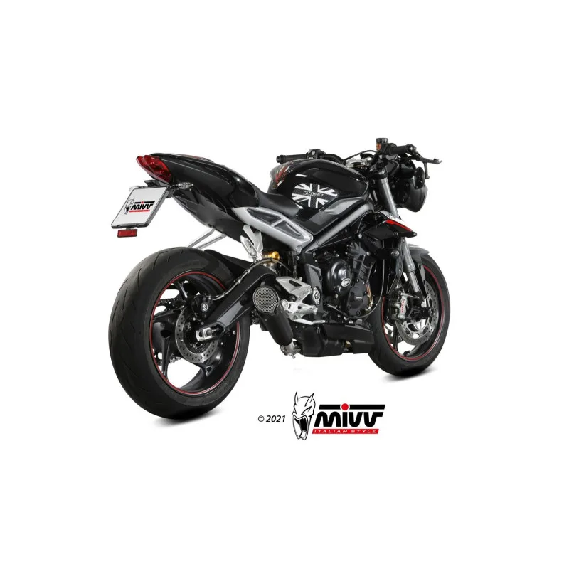 Mivv Slip-On X-M5 black Triumph Street Triple R / S / RS 2017-23 - Imagen 3