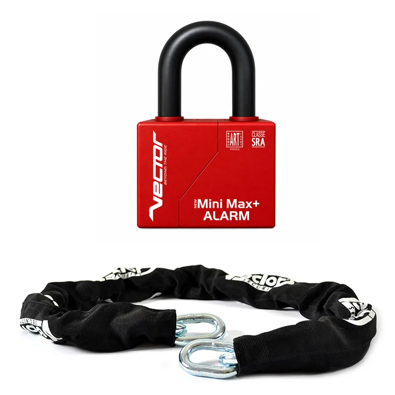Kit VECTOR Cadena 1200x14 mm y candado con alarma New Minimax+ Alarm