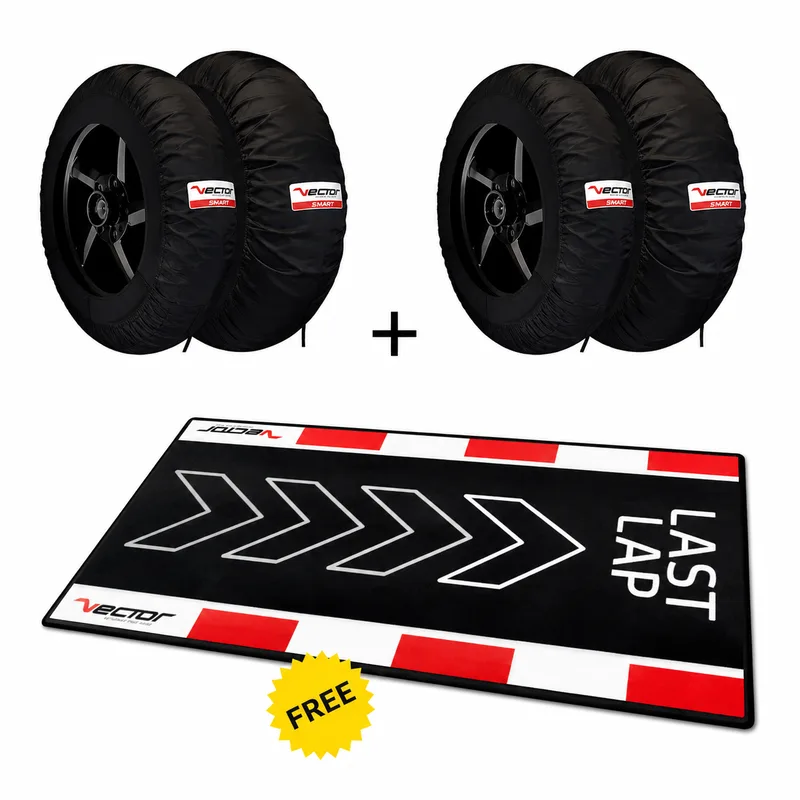 Kit 2 juegos de calentadores de neumáticos Pro-Track 120/190 VECTOR y alfombra paddock Last Lap de regalo