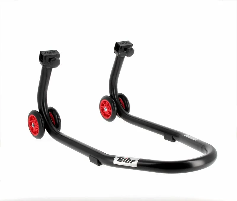 Caballete delantero BIHR Home Track color negro mate y ruedas rojas