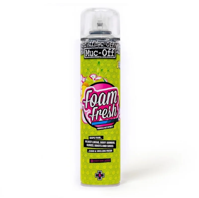 Espuma limpieza antibacteriana para interiores cascos MUC-OFF Helmet Foam Fresh - Pack 12 spray 400ml