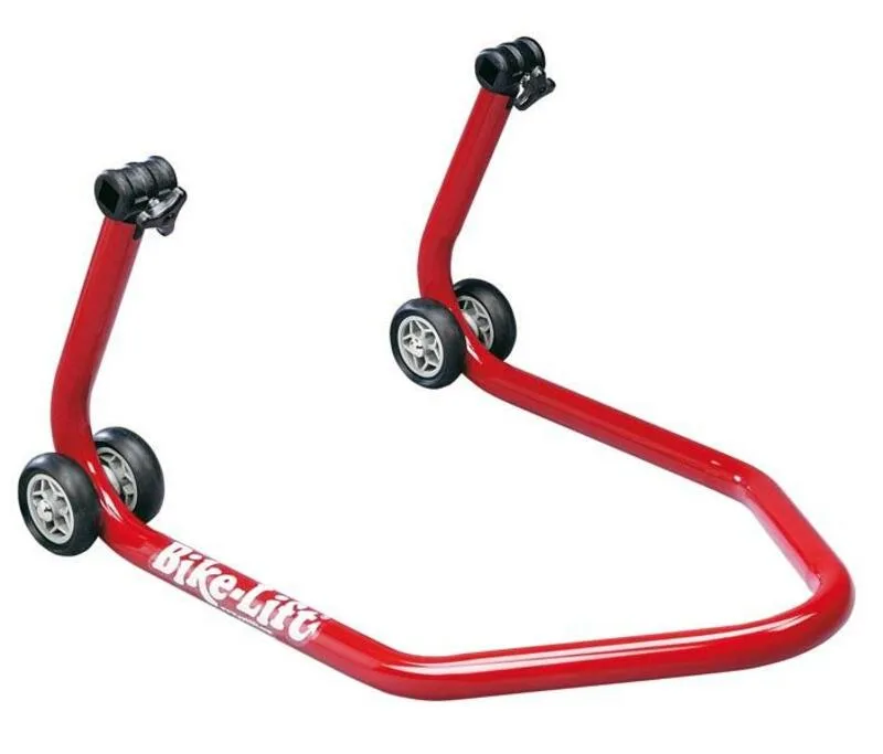 Caballete trasero BIKE LIFT universal rojo con soportes de goma en "L"- RS -17