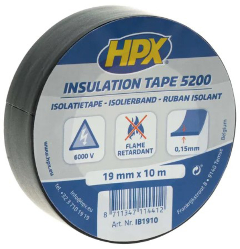 Cinta adhesiva aislante HPX 5200 (19mm x 10m - Negro mate