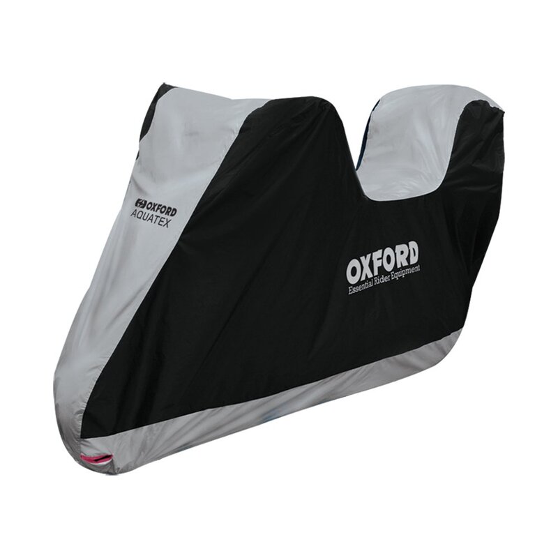 Funda de moto para exterior OXFORD Aquatex - Moto / Scooter con baúl - Negro / Plata - S