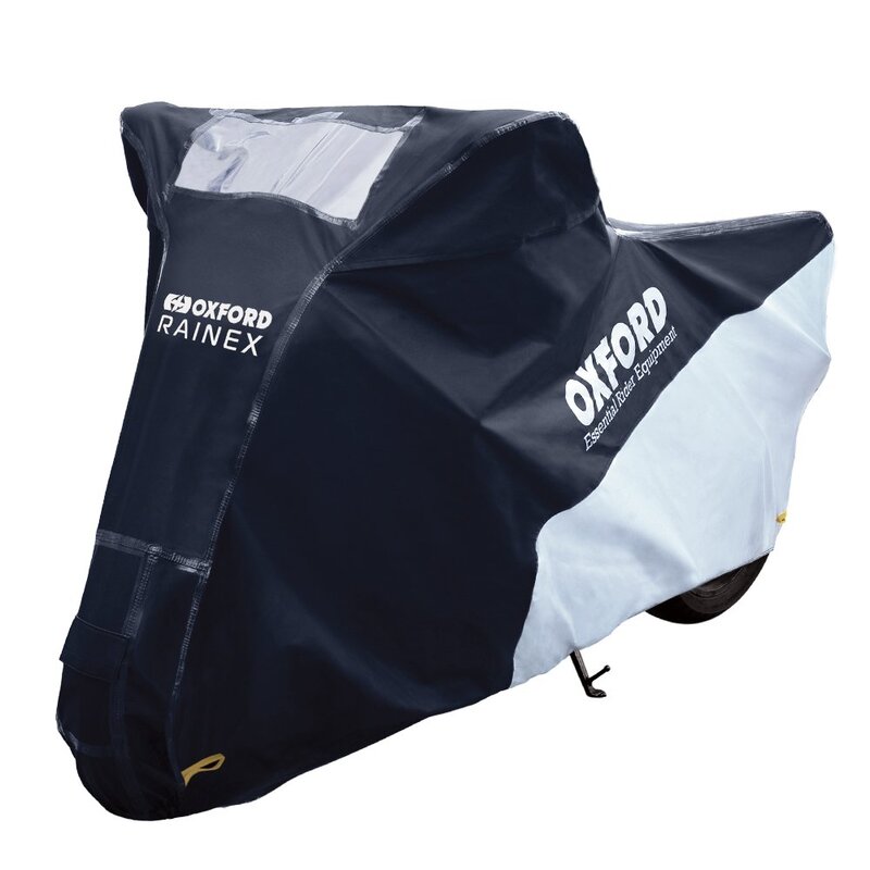 Funda de moto para exterior OXFORD Rainex - Moto / Scooter - Negro / Plata - M