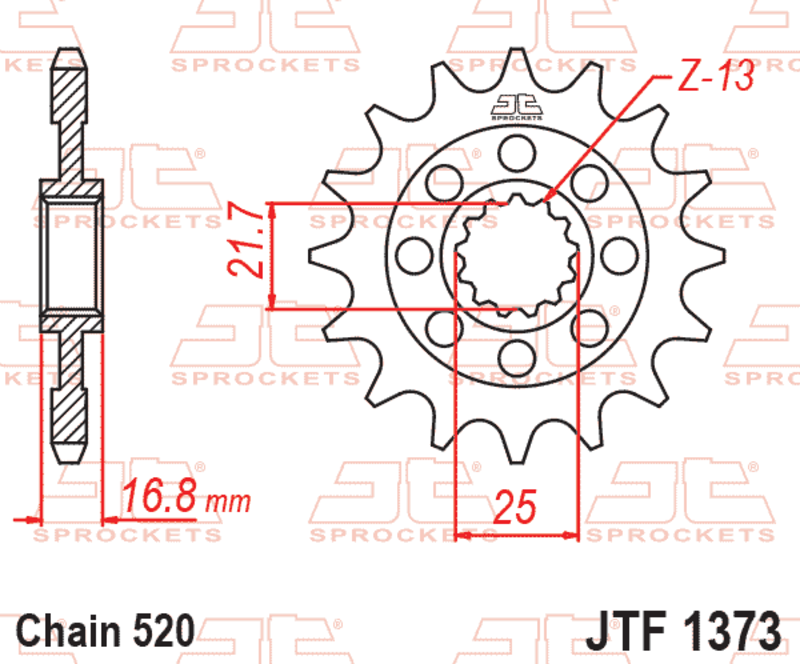 Piñón con goma anti-ruido JT SPROCKETS acero 1373 - 520
